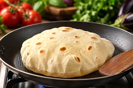 Пита на сковороде с начинкой из баклажанов