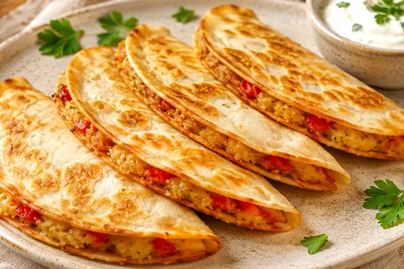 Хрустящие лепешки с картофельной начинкой на сковороде (такос)