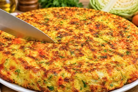 Пирог с капустой на сковороде без муки