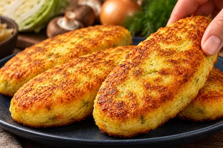 Зразы с начинкой из тушеной капусты с грибами