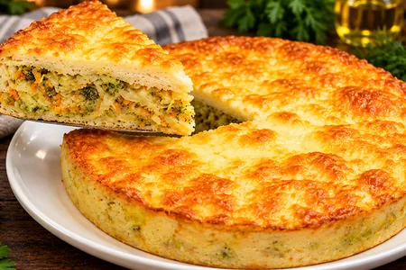 Заливной пирог с капустой и брокколи