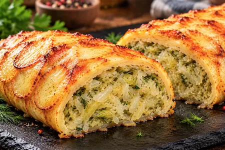 Картофельный рулет с начинкой из капусты