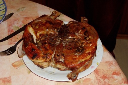 Цыплята табака (тапака) под соусом ткемали