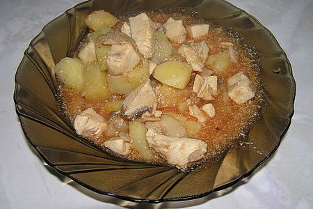 "соус" из куриного филе и шампиньонов