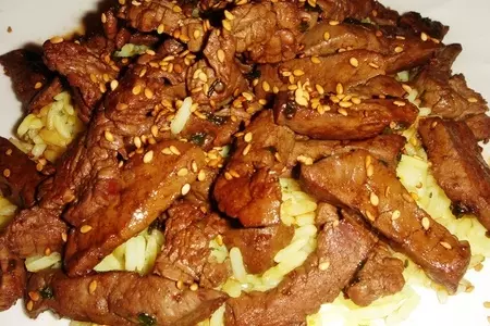 Говядина +печень с кунжутными семечками