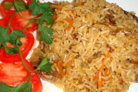 Плов с белыми грибами (постный)