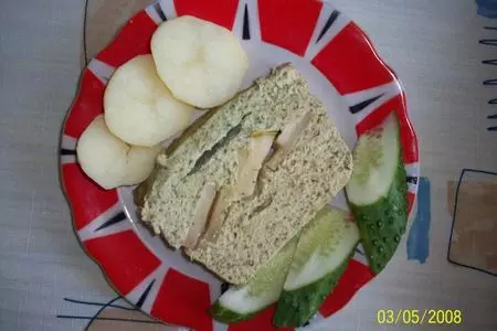 Пудинг из курицы с зеленью и яблоками