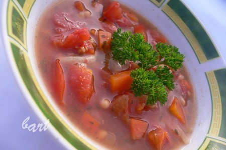 Тосканский фасолевый суп с мясом.