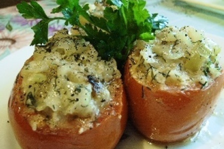Фото к рецепту: Помидоры фаршированные жареной картошкой