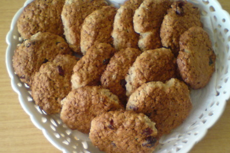 Фото к рецепту: Овсяное печенье с сушеной клюквой
