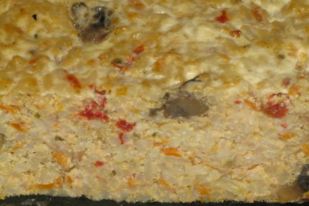 Запеканка рисово-мясная с грибами и овощами