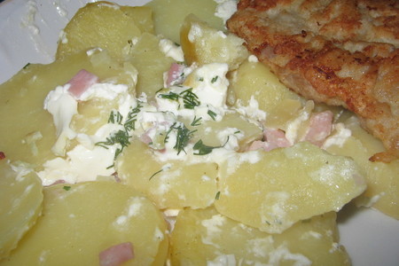 Картофель запеченный со сметаной.