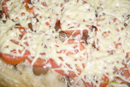 Фото к рецепту: Пицца грибная с курочкой