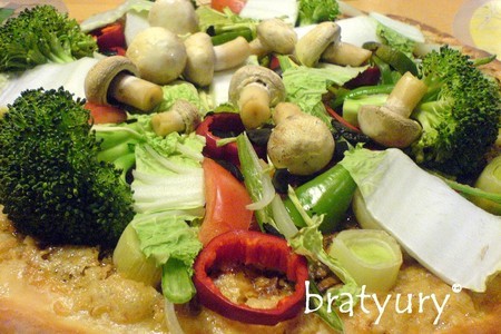 Pizza con pancetta e broccoli - пицца с беконом и брокколи