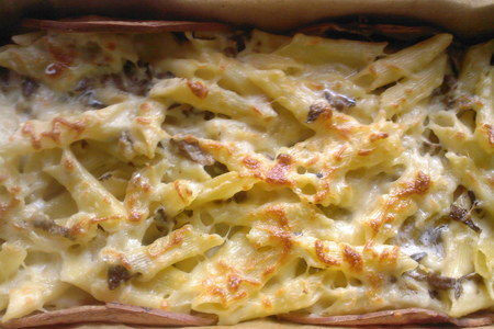 Паста аль форно(запеканка из макарон с грибами)