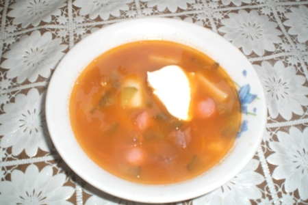 Фасолевый суп с солеными огурчиками (любимый суп сына)