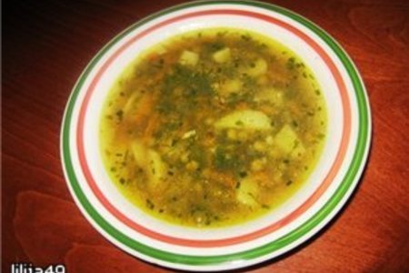 Фото к рецепту: Постный суп с мороженным горошком