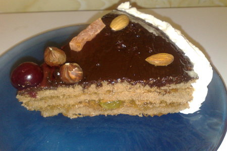 Фото к рецепту: Медово- шоколадный тортик (быстрый)