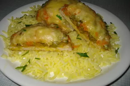 Мясо под овощным одеялком