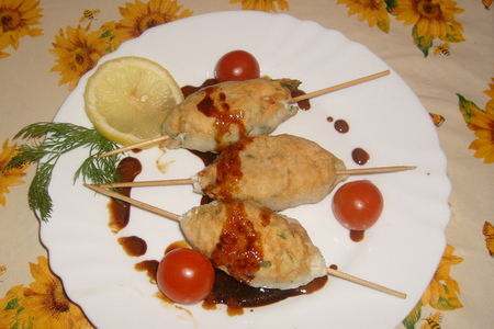 Фото к рецепту: Кебаб из рыбы в медово-соевом соусе.