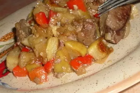 Жаркое из гусиной (куриной) печенки