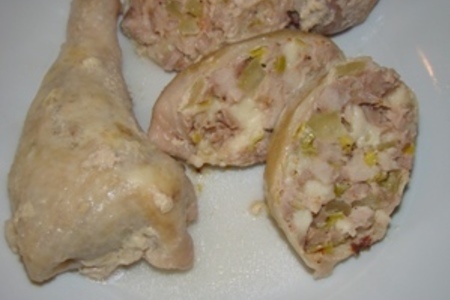 Фото к рецепту: Фаршированные куриные окорочка