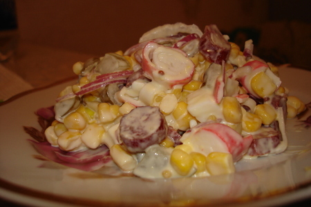 Радужный салатик с кукурузой