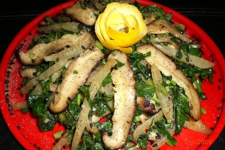 Фото к рецепту: Теплый закусочный салат " радуга вкусов"