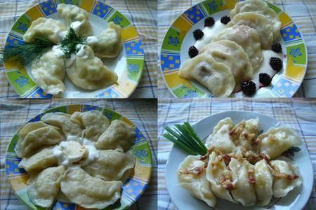 Фото к рецепту: Вареники с ежевикой ,картошкой (3 вида начинки)