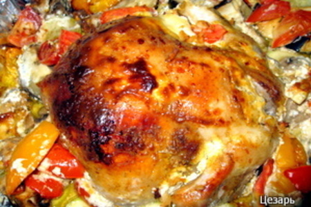 Фото к рецепту: Курица с овощами