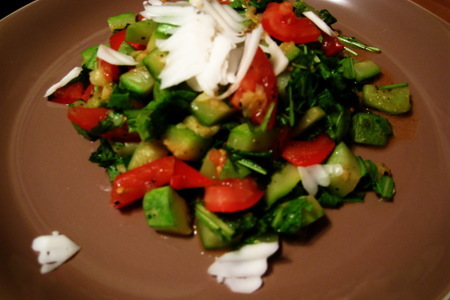 Теплый салат с рукколой