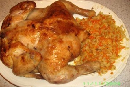 Жареный фазан (или курица) с рисом
