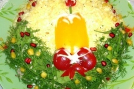 Фото к рецепту: Салат "новогодняя свеча"