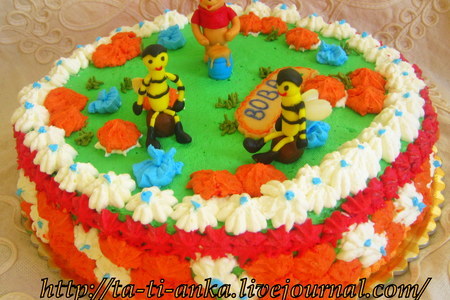 Фото к рецепту: Торт медовик или рыжик (винни пух, пчела и пчел")