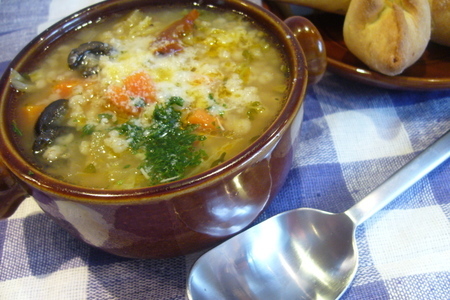 Густой овощной суп с перловкой ( perlgraupeneintopf)