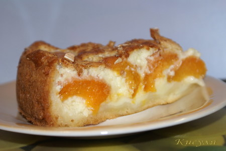 Творожно-абрикосовый  пирог с миндалём