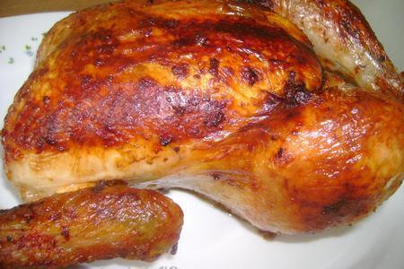 Курица жареная с фаршем из печени и желудка