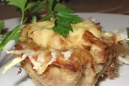 Грибной жульен в мясных корзиночках