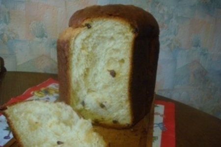 Сдобный пирог с изюмом( рецепт для хлебопечки)