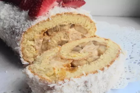 Рулет с «карамельными» бананами со вкусом топленого молока/ дуэль