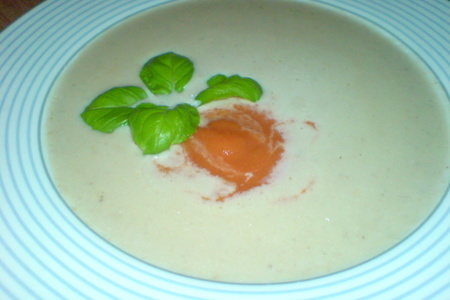 Суп-пюре из запечённых баклажанов и помидорок