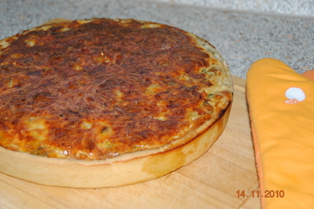 Лоранский пирог с  грибами,ветчиной и брокколи (вариант)