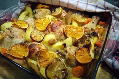 Цитрусовая курочка из духовки