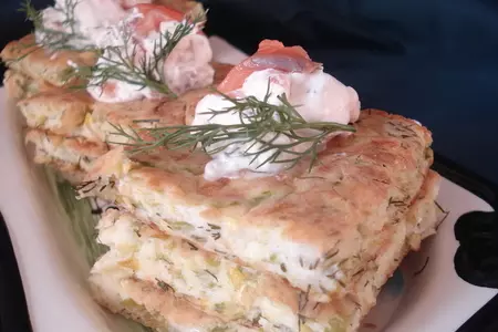 Флан  из кабачков с форелевым кремом.(дуэль.высшая лига)