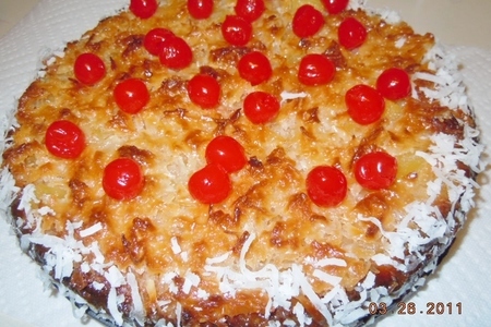 Ананасово-творожный пирог с кокосово- молочной  карамелью.