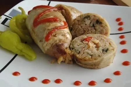 Кальмары с рисом на гриле