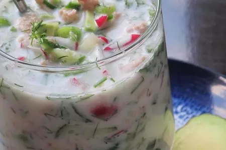 Окрошка на айране с  индюшкой