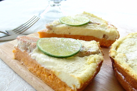 Закусочный рыбный торт, на основе из батата, с яично-кремовой заливкой