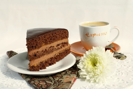 Фото к рецепту: Шоколадно-кофейный торт с абрикосовым джемом
