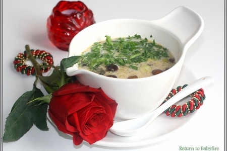 Фото к рецепту: Сливочный грибной суп с подосиновиками и опятами